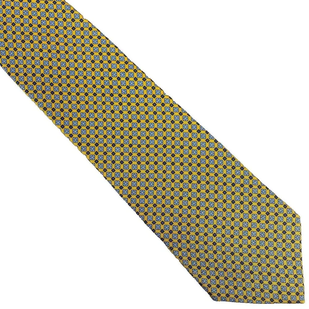 Brooks Brothers Tie Mens Yellow Blue Novelty‎ Necktie 100% Silk